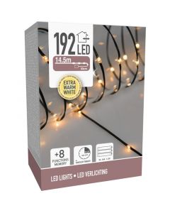 LED Verlichting  192 LED - extra warm wit - op batterij - 8 Lichtfuncties - Timer - Soft Wire