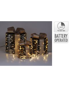 Kerstgifts met Verlichting - 3 stuks - zwart