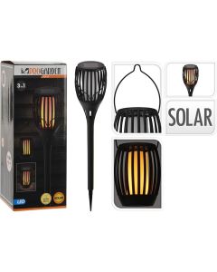 Solar Tuinlamp Fakkel Zwart - LED vlameffect - 3-in1: prikspot, staand, hangend
