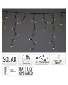Solar IJspegelverlichting 780cm - 240 Led - USB oplaadbaar - Afstandsbediening