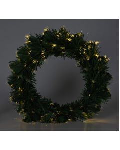 Kerstkrans met Verlichting - Fiber Optic - 50 cm - Warm Wit - op Batterijen