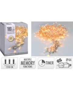 LED-verlichting - 180 LED - Lichtfuncties - Timer - 13.5 meter - transparant snoer