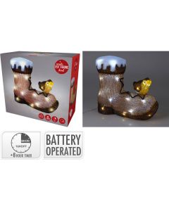 Kerstfiguur Acryl - Vogel op Laars - LED - 28cm