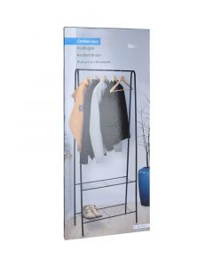 Kledingrek met Schoenenrek - metaal - zwart - 152 cm hoog - 61 cm breed