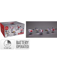 Kerstfiguur Acryl - Vogels - LED - set van 5 