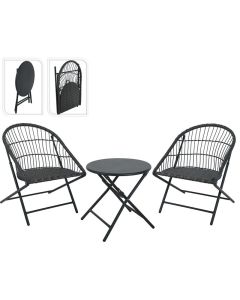 Bistroset - 3-Delig - Tuinset met Bijzettafel - Metaal - Vouwbaar