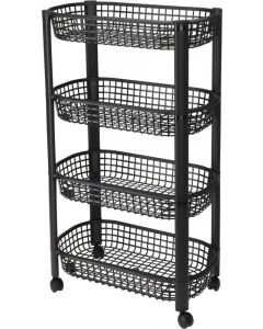 Keukentrolley 4 Wielen - Zwart