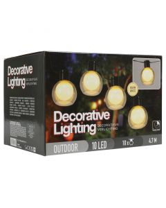 Feestverlichting 10 LED Lampen - 2.70 meter - met Timer - op Batterijen