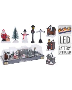 Kerstdorp met verlichte Kersthuisjes -10-delig