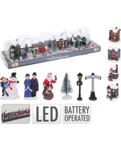 Kerstdorp met verlichte Kersthuisjes -14-delig