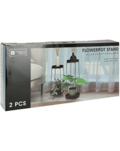 Plantenstandaard - 46 + 58 cm hoogte - zwart - set van 2