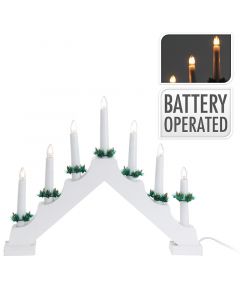 Kaarsenbrug hout - 7LED - met timer