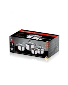 Renberg Alexander Pannenset RVS - Inductie - 7 delig - 4  Kookpannen Ø 16 - 18 - 20 - 24 cm + 3 Deksels