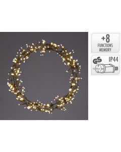 Kerstring met verlichting - 300 LED - Ø38 cm - warm wit - 8 Lichtfuncties - voor binnen en buiten
