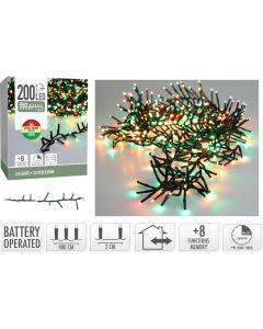 Micro Cluster 200 led - 4m - three tone traditional - Batterij - Lichtfuncties - Geheugen - Timer