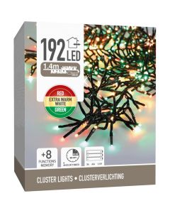 Clusterverlichting 192 led -  1.4m - three tone traditional - Batterij - Lichtfuncties - Geheugen - Timer