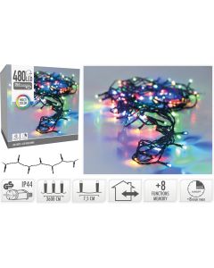 Kerstverlichting 480 led- 36m - multicolor - Timer - Lichtfuncties - Geheugen - Buiten