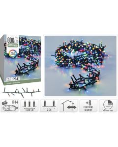 Microcluster - 800 led - 16m - multicolor - Timer - Lichtfuncties - Geheugen - Buiten