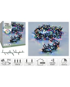 Microcluster - 1200 led - 24m - multicolor - Timer - Lichtfuncties - Geheugen - Buiten