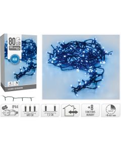 Kerstverlichting 80 led- 6m - blauw - Timer - Lichtfuncties - Geheugen - Buiten