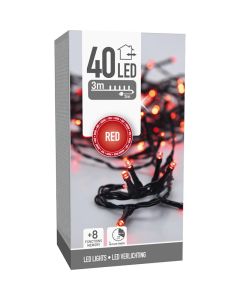 Kerstverlichting 40 led- 3m - rood - Timer - Lichtfuncties - Geheugen - Buiten