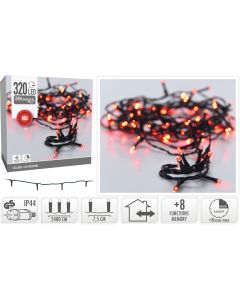 Kerstverlichting 320 led- 24m - rood - Timer - Lichtfuncties - Geheugen - Buiten