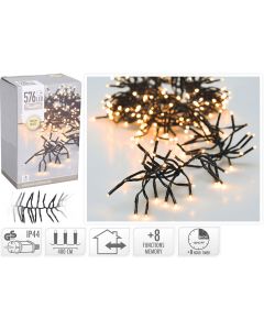 Clusterverlichting - 576 LED - 4m - Timer - Lichtfuncties - warm wit