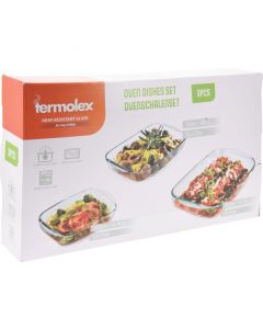 Ovenschalen Set - 3-delig - 1.6L -2.6L - 3.6L - Glas - Vaatwasserbestendig