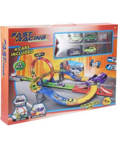 Speelset Autobaan met Lanceerder en 4 Auto's