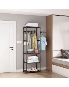 Kledingrek met 3 legplankjes - metaal - 55 x 36 x 170 cm