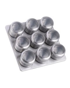 Kruidenrek Magnetisch - 9 RVS Kruidenpotjes