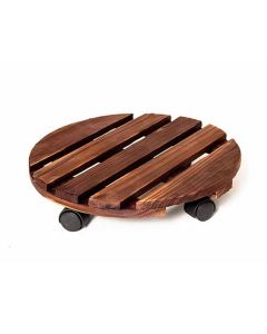 Plantentrolley met Wieltjes - Rond 30 cm - Hout 