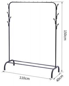 Garderoberek - 110x40x150 cm - Metaal - Zwart 