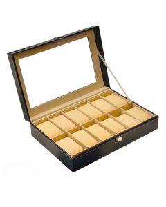 Horlogebox - voor 12 Horloges - Zwart