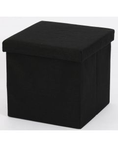 Poef - Zwart - 38x38x38 cm - Opvouwbaar - Hocker met Opbergruimte
