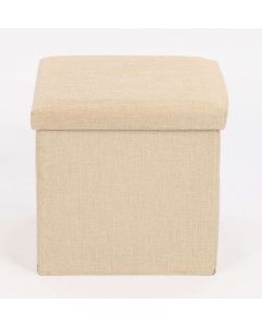 Poef - Beige - 38x38x38 cm - Opvouwbaar - Hocker met Opbergruimte