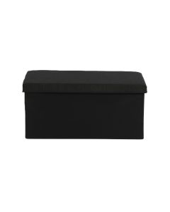 Poef - Zwart - 76x38x38 cm - Opvouwbaar - Hocker met Opbergruimte