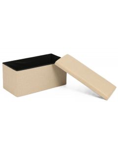 Poef - Beige - 76x38x38 cm - Opvouwbaar - Hocker met Opbergruimte