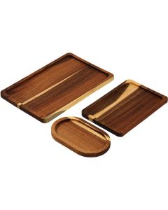 Dienbladen - Acaciahout -  set van 3 