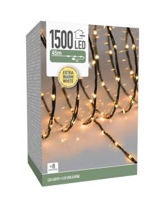 LED Verlichting 1500 LED - 45 meter - extra warm wit - voor binnen en buiten - 8 Lichtfuncties - Soft Wire 