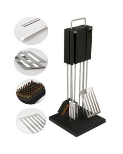 QDO Roestvrijstalen Barbecue- /Grillset Deluxe met standaard