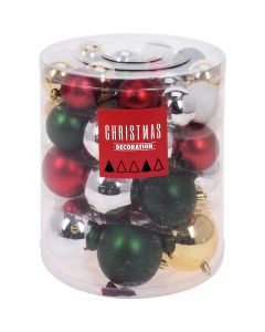 Kerstballenset - 44 stuks plastic - traditional mix