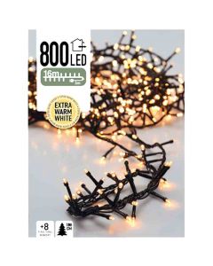 Micro Cluster 800 LED's  -16 meter - extra warm wit - 8 functies + geheugen