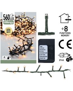 Micro Cluster 560 LED's - 11 meter - extra warm wit - 8 functies + geheugen