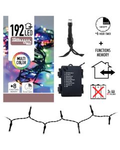 LED-verlichting 192 LED's - multicolor - op batterij 
